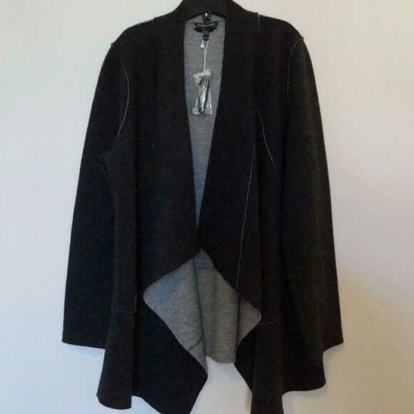 NWT EILEEN FISHER Charcoal Double knit Merino Wool Moto Long Jacket XL - Picture 5 of 7